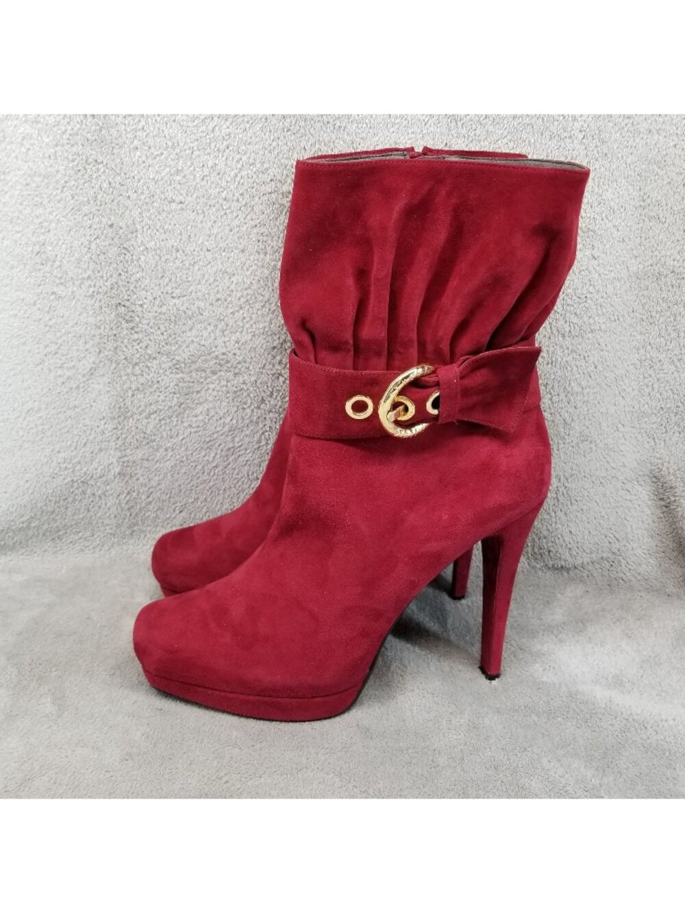 Stuart Weitzman Shoes Womens Size 10 Buck Rogers Red Suede Heeled Boots *Read*